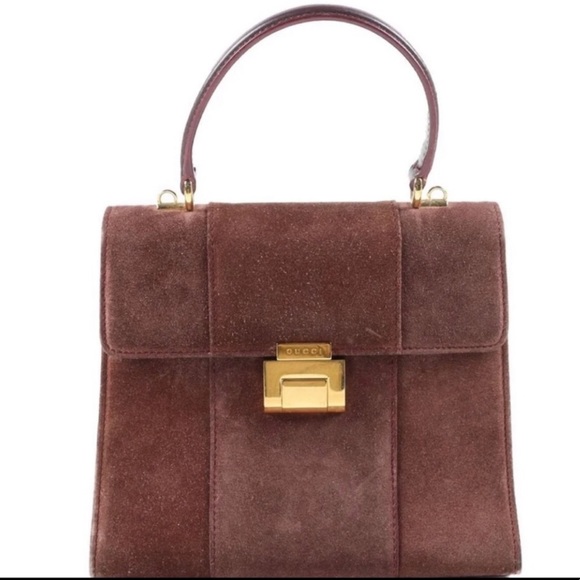 Gucci Handbags - Gucci Lady Lock Kelly vintage sued leather top bag